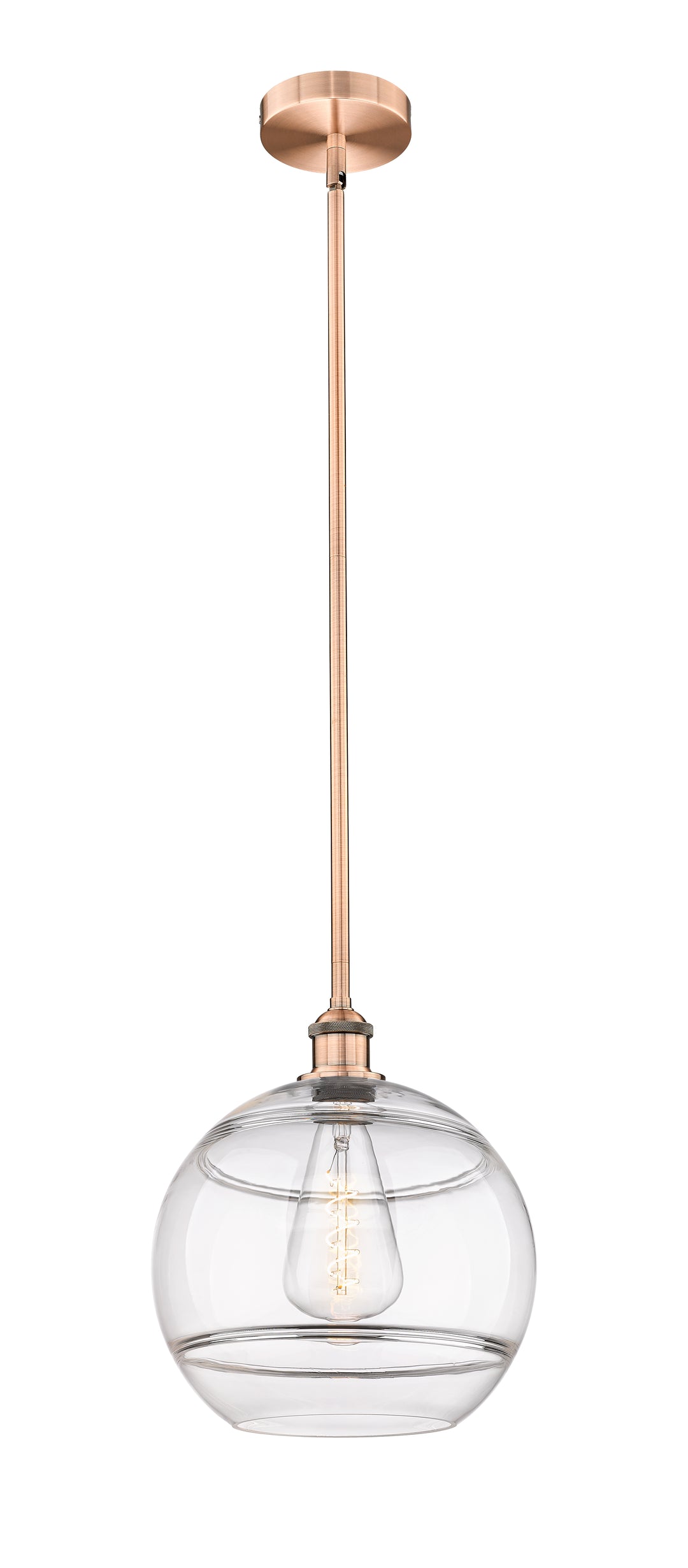 Innovations Lighting Rochester 12" Mini Pendant - Antique Copper Mini-Pendants Innovations Lighting Clear ; Glass Type: Clear  