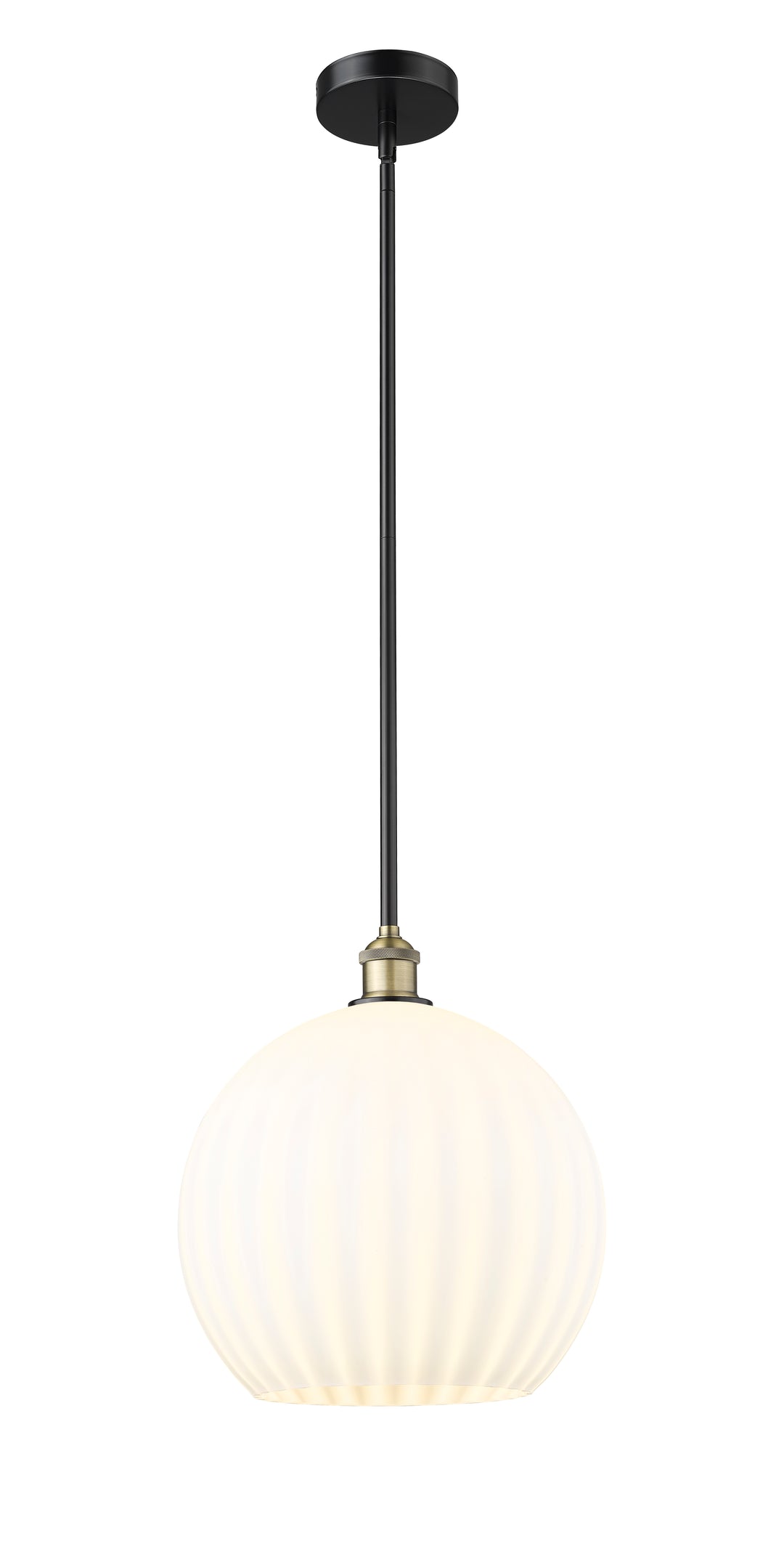 Innovations Lighting White Venetian 14" Pendant - Black Antique Brass