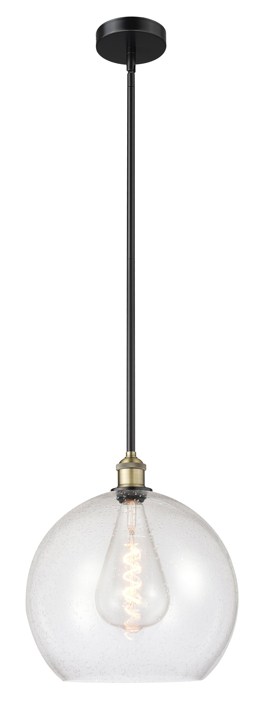 Innovations Lighting Athens 14" Pendant - Black Antique Brass Pendants Innovations Lighting Seedy ; Glass Type: Seeded  