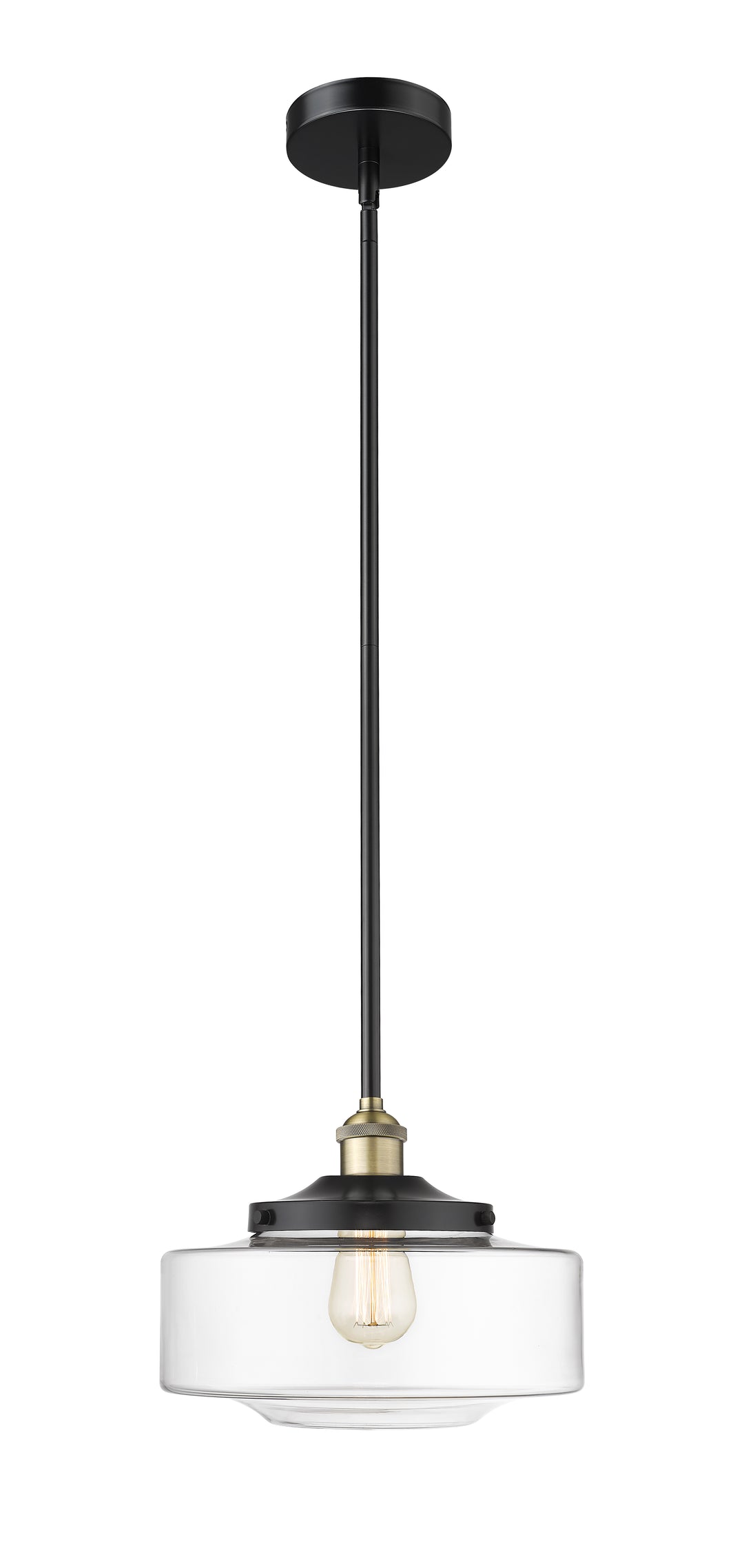 Innovations Lighting Bridgeton 12" Mini Pendant - Black Antique Brass Mini-Pendants Innovations Lighting Clear ; Glass Type: Transparent  