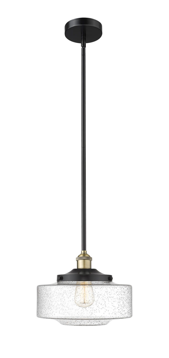 Innovations Lighting Bridgeton 12" Mini Pendant - Black Antique Brass Mini-Pendants Innovations Lighting Seedy ; Glass Type: Seeded  