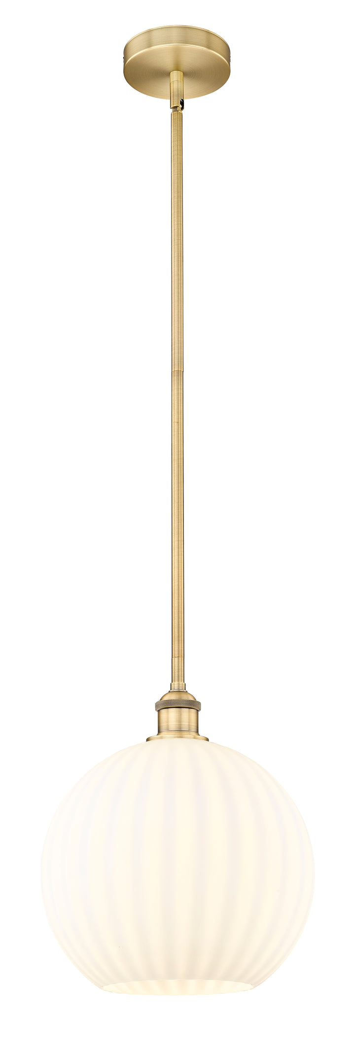 Innovations Lighting White Venetian 12" Mini Pendant - Brushed Brass