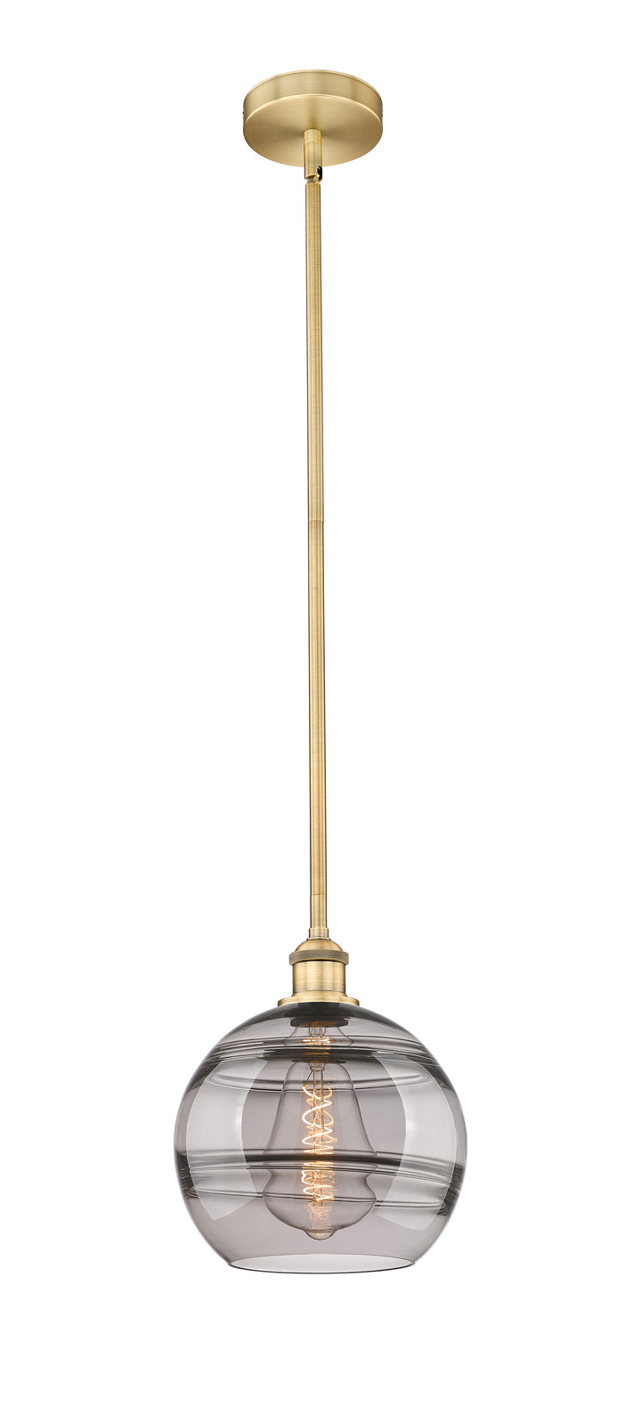 Innovations Lighting Rochester 10" Mini Pendant - Brushed Brass Mini-Pendants Innovations Lighting Light Smoke ; Glass Type: Smoked  