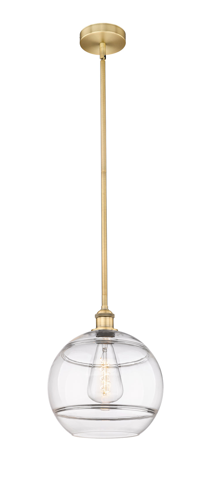 Innovations Lighting Rochester 12" Mini Pendant - Brushed Brass Mini-Pendants Innovations Lighting Clear ; Glass Type: Clear  