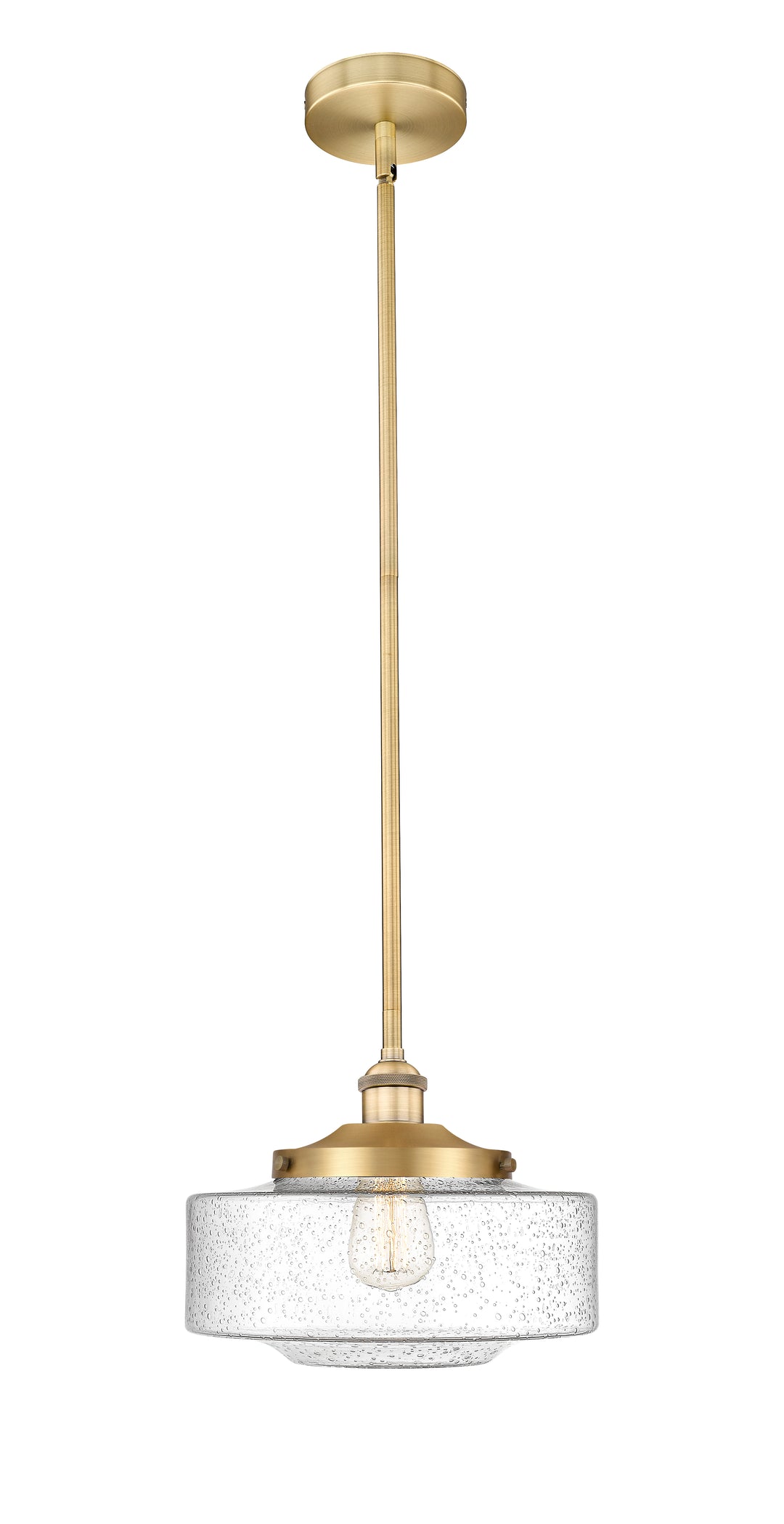 Innovations Lighting Bridgeton 12" Mini Pendant - Brushed Brass Mini-Pendants Innovations Lighting Seedy ; Glass Type: Seeded  