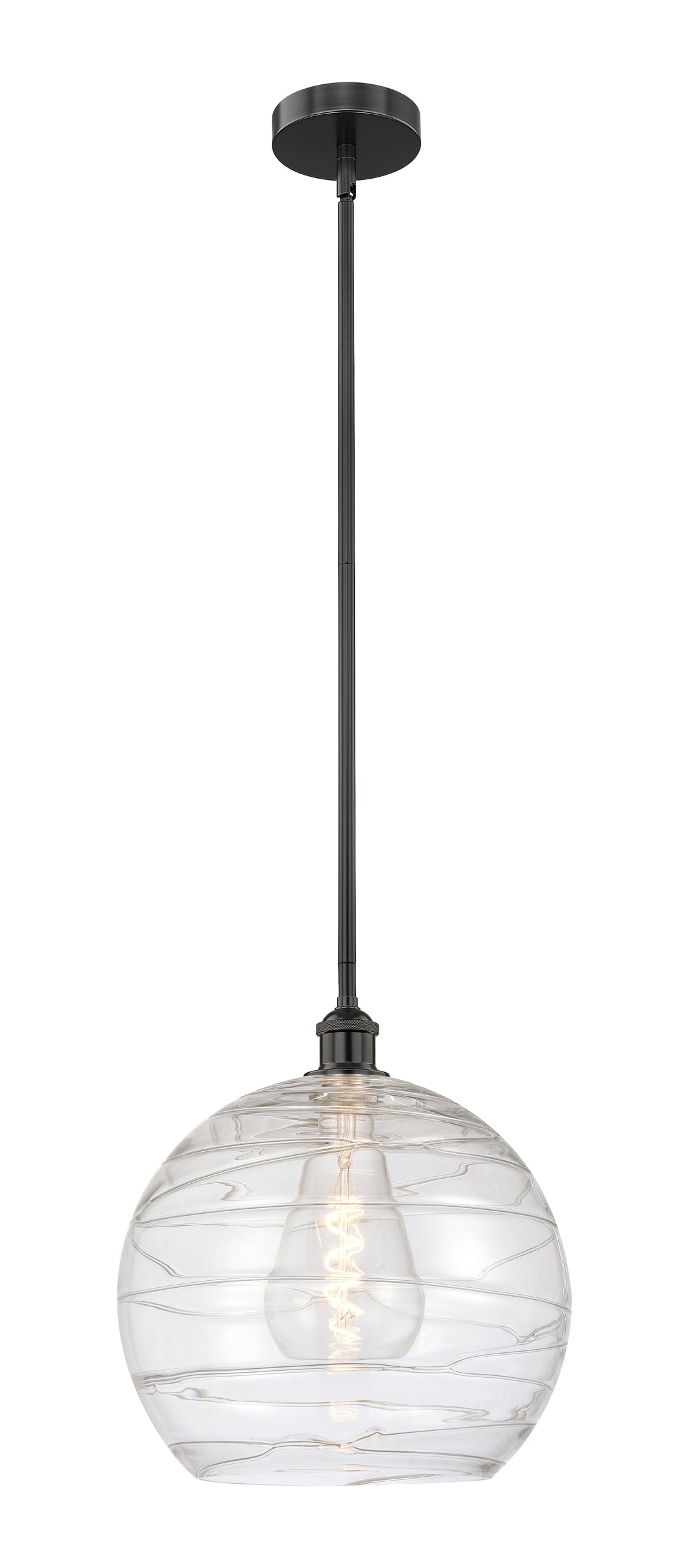 Innovations Lighting Athens Deco Swirl 14" Pendant - Matte Black Pendants Innovations Lighting Clear Deco Swirl ; Glass Type: Clear  