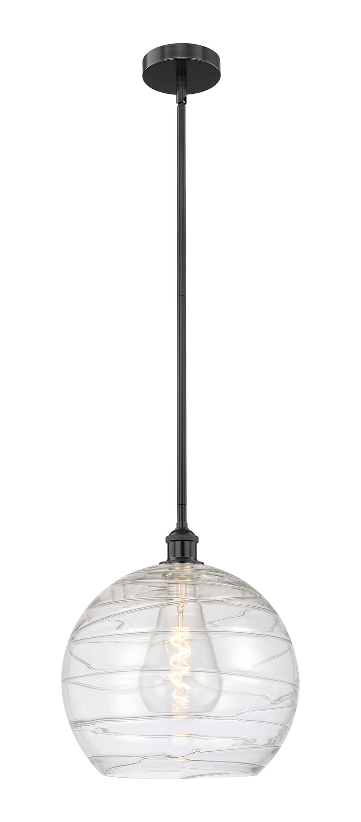 Innovations Lighting Athens Deco Swirl 14" Pendant - Matte Black Pendants Innovations Lighting Clear Deco Swirl ; Glass Type: Clear  