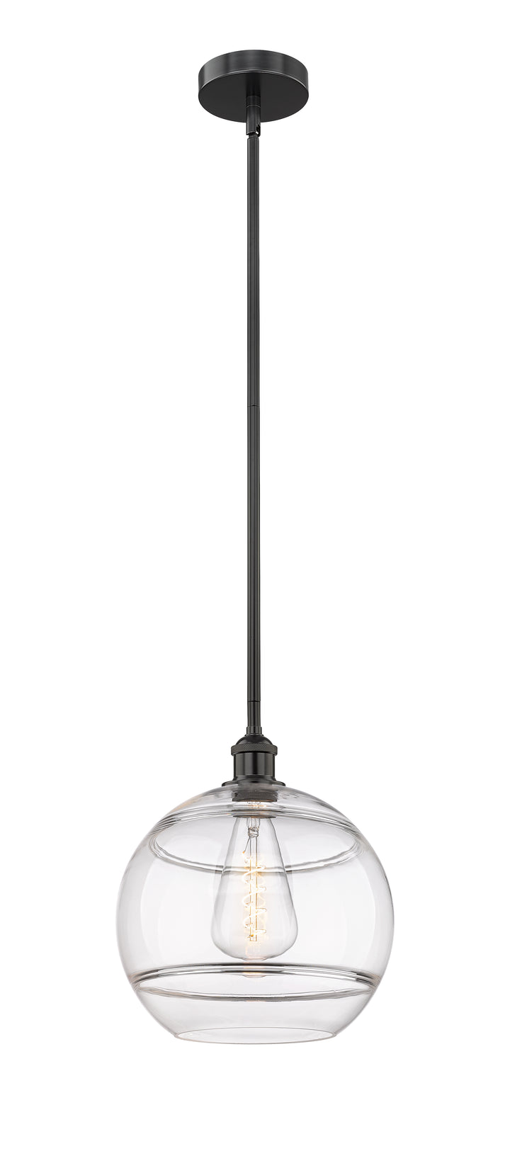 Innovations Lighting Rochester 12" Mini Pendant - Matte Black Mini-Pendants Innovations Lighting Clear ; Glass Type: Clear  