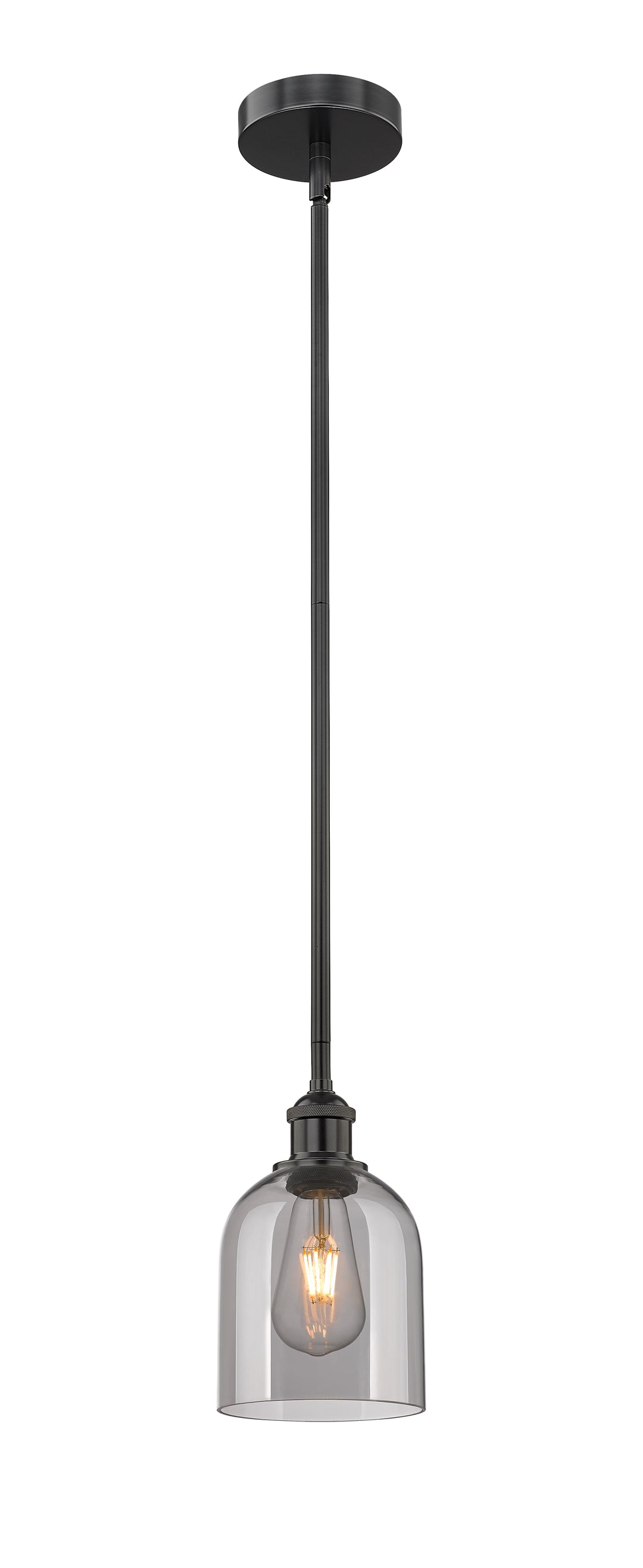 Innovations Lighting Bella 6" Mini Pendant - Matte Black Mini-Pendants Innovations Lighting Light Smoke ; Glass Type: Smoked  