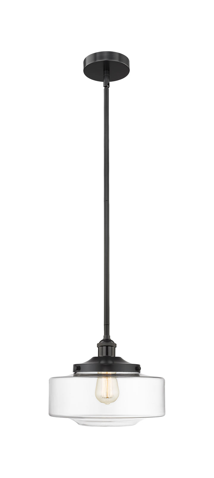 Innovations Lighting Bridgeton 12" Mini Pendant - Matte Black Mini-Pendants Innovations Lighting Clear ; Glass Type: Transparent  