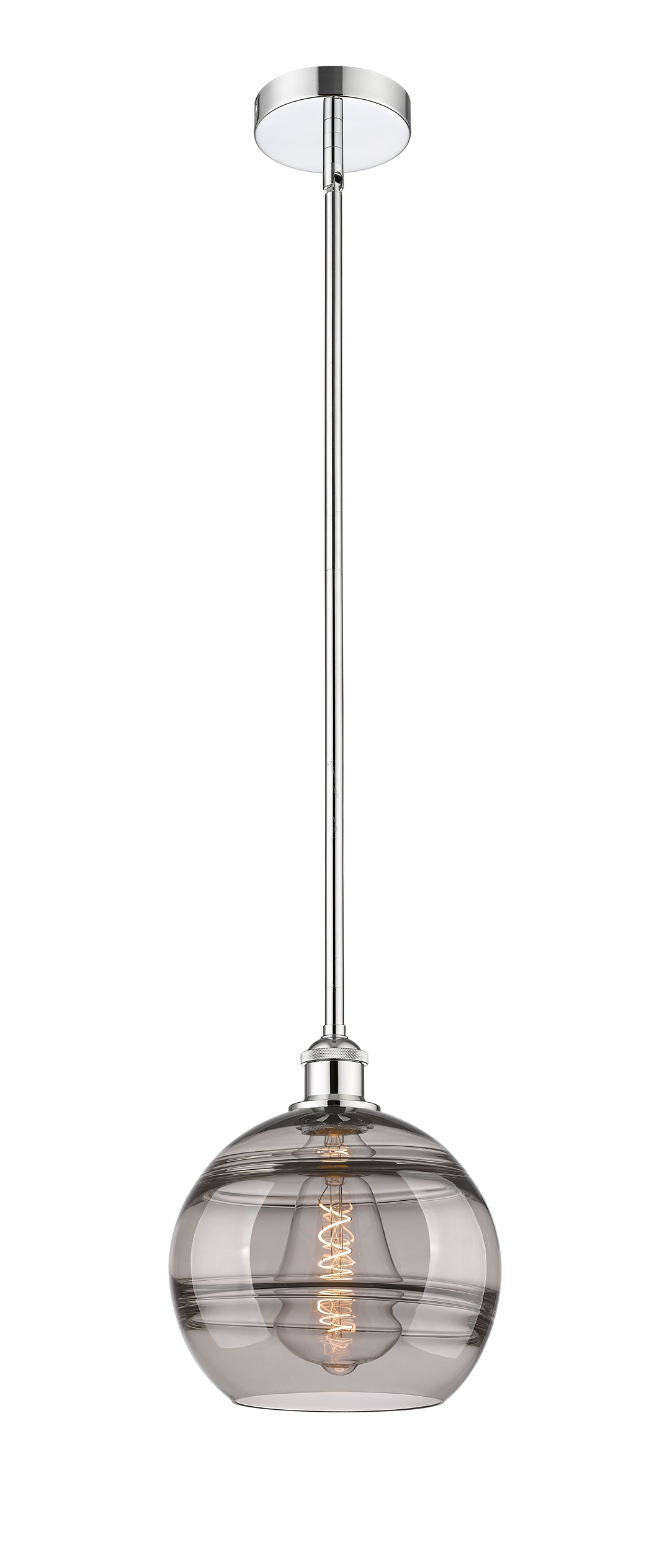 Innovations Lighting Rochester 10" Mini Pendant - Polished Chrome Mini-Pendants Innovations Lighting Light Smoke ; Glass Type: Smoked  