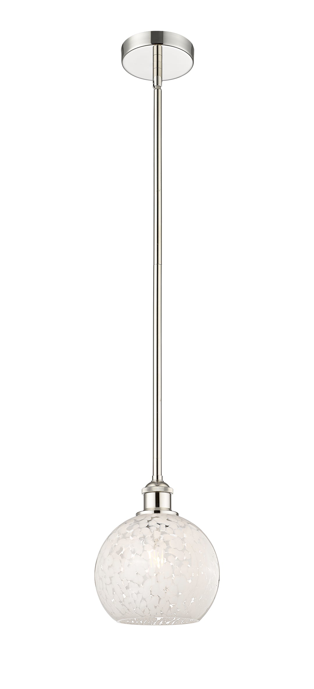 Innovations Lighting White Mouchette 8" Mini Pendant - Polished Nickel Mini-Pendants Innovations Lighting White Mouchette ; Glass Type: White  