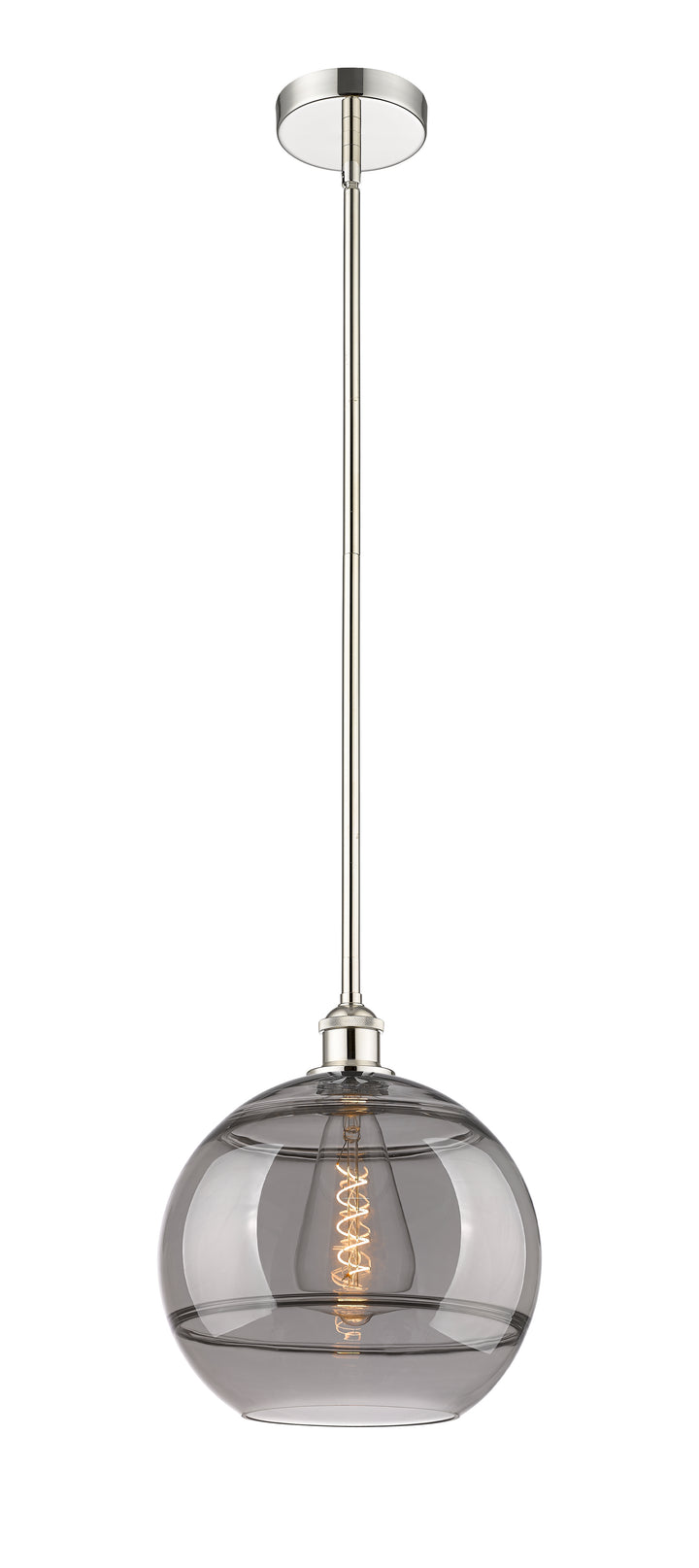 Innovations Lighting Rochester 12" Mini Pendant - Polished Nickel Mini-Pendants Innovations Lighting Light Smoke ; Glass Type: Smoked  