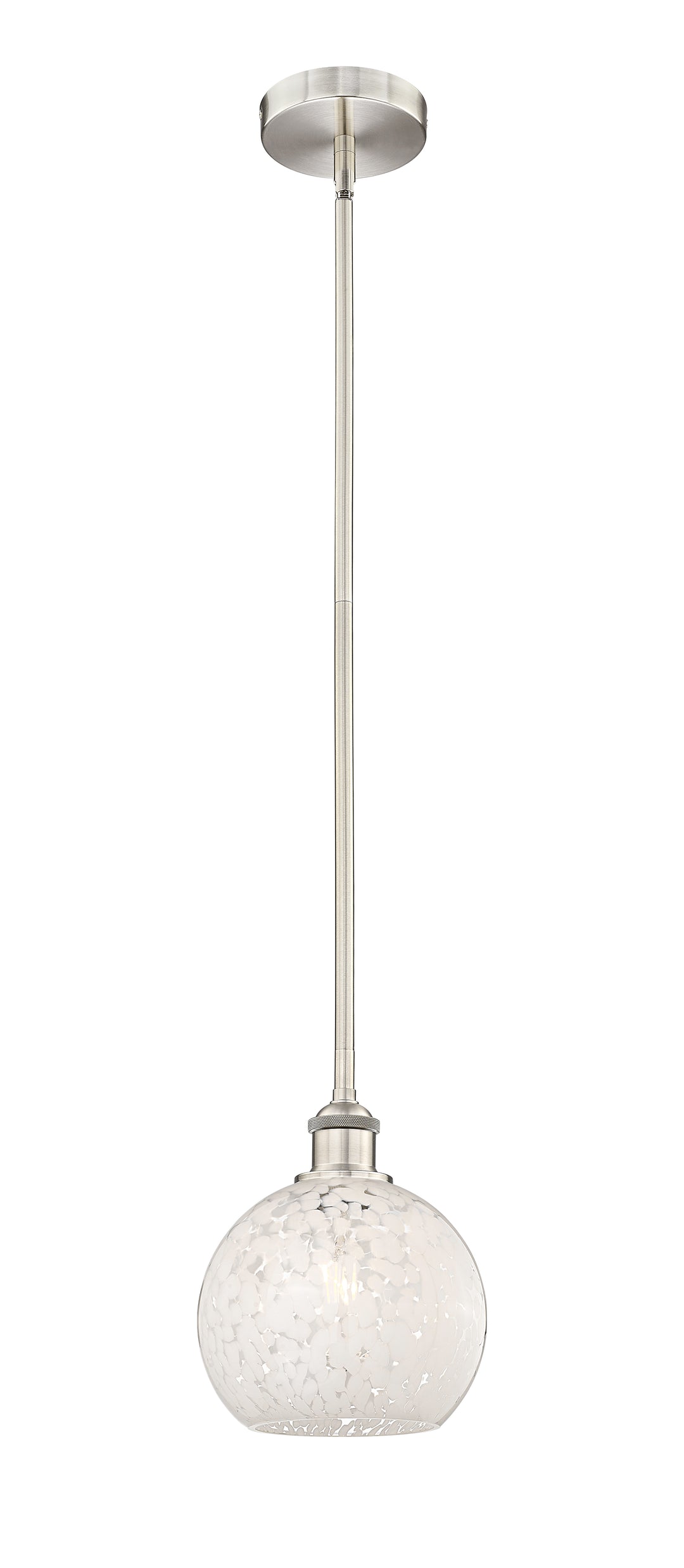 Innovations Lighting White Mouchette 8" Mini Pendant - Brushed Satin Nickel Mini-Pendants Innovations Lighting White Mouchette ; Glass Type: White  