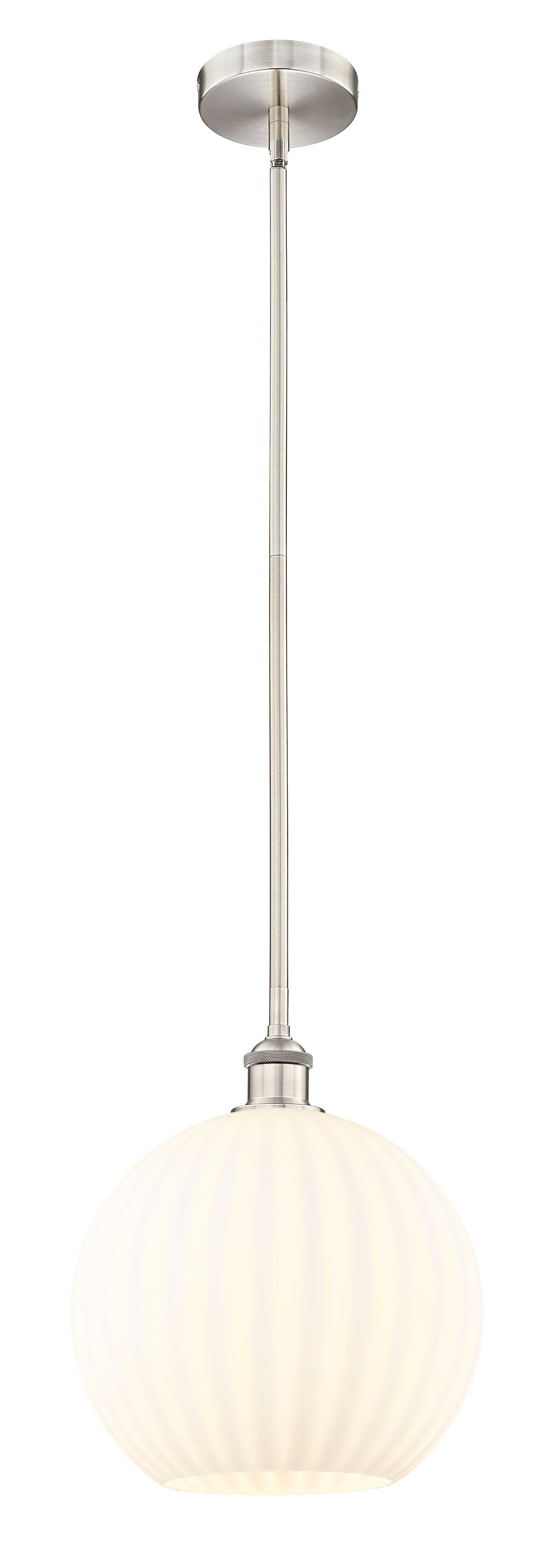 Innovations Lighting White Venetian 12" Mini Pendant - Brushed Satin Nickel