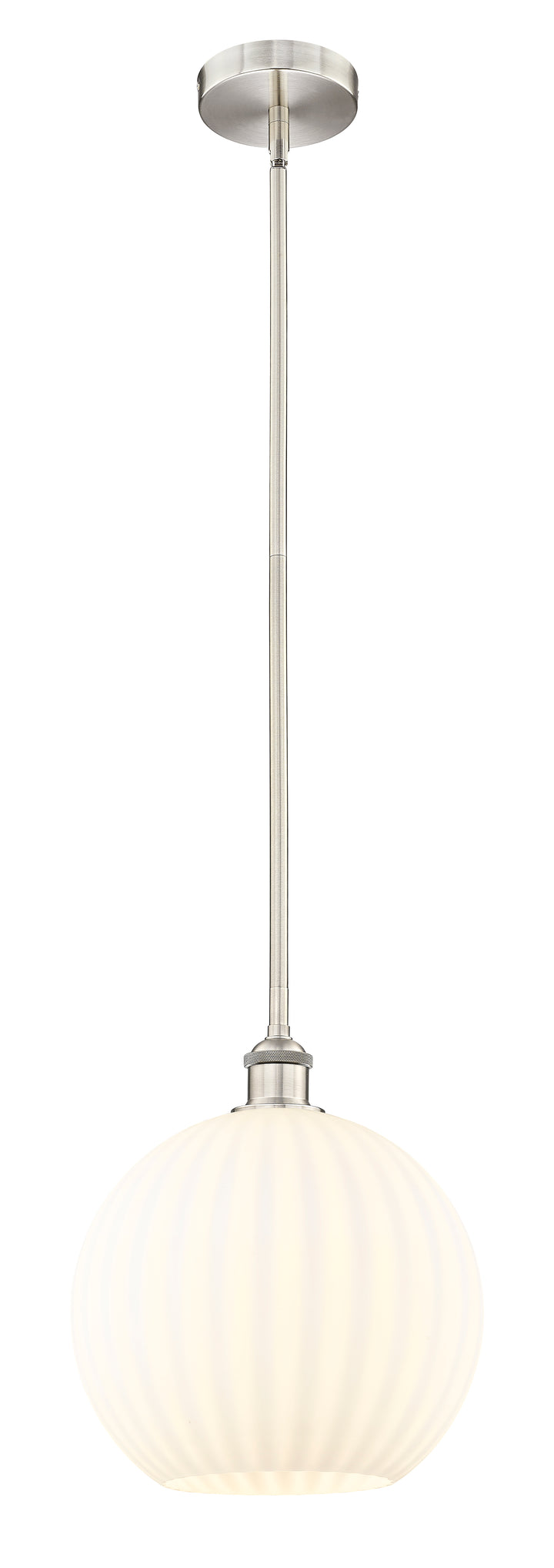 Innovations Lighting White Venetian 12" Mini Pendant - Brushed Satin Nickel
