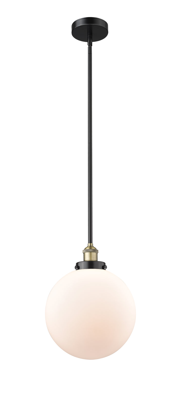 Innovations Lighting Beacon 12" Mini Pendant - Black Antique Brass Mini-Pendants Innovations Lighting Matte White ; Glass Type: Frosted  