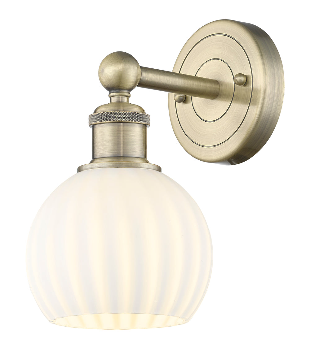 Innovations Lighting White Venetian 6" Sconce - Antique Brass Wall Sconces Innovations Lighting White Venetian ; Glass Type: White  