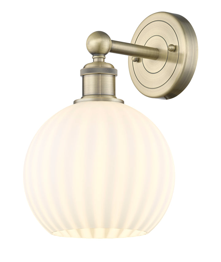 Innovations Lighting White Venetian 8" Sconce - Antique Brass Wall Sconces Innovations Lighting White Venetian ; Glass Type: White  