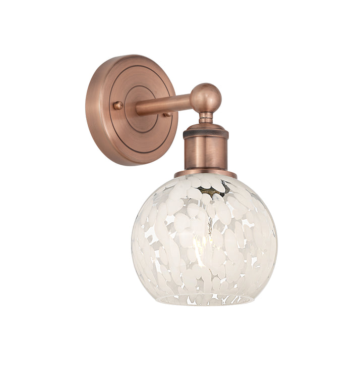 Innovations Lighting White Mouchette 6" Sconce - Antique Copper Wall Sconces Innovations Lighting White Mouchette ; Glass Type: White  