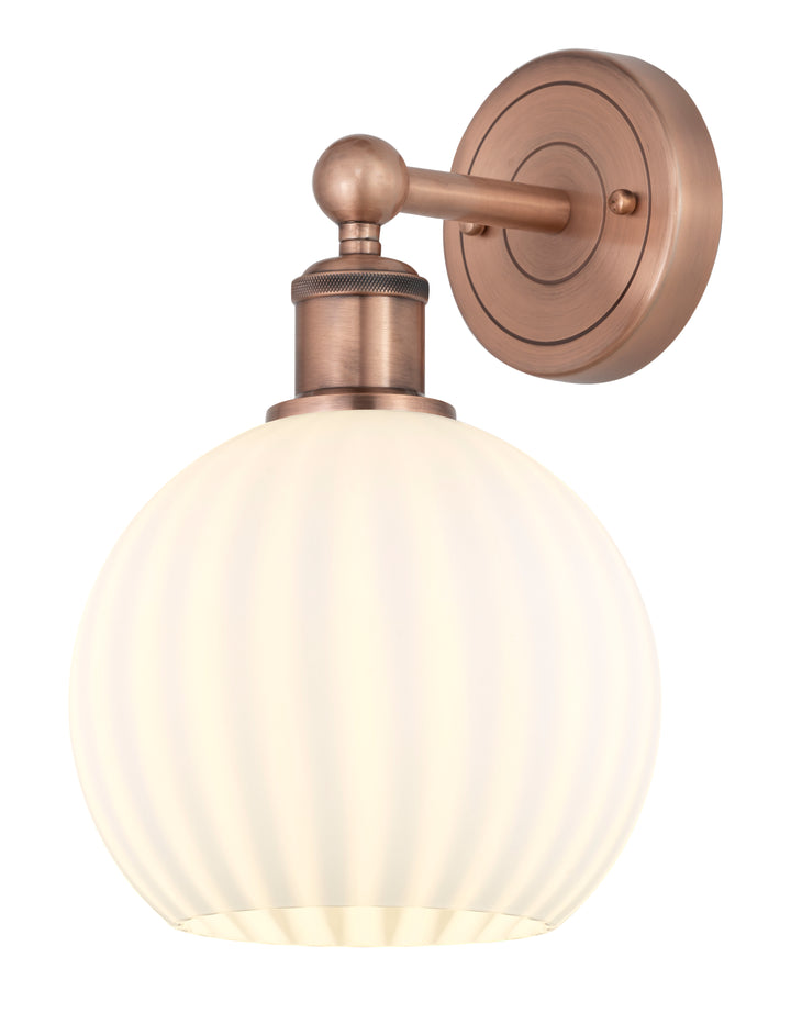 Innovations Lighting White Venetian 8" Sconce - Antique Copper Wall Sconces Innovations Lighting White Venetian ; Glass Type: White  