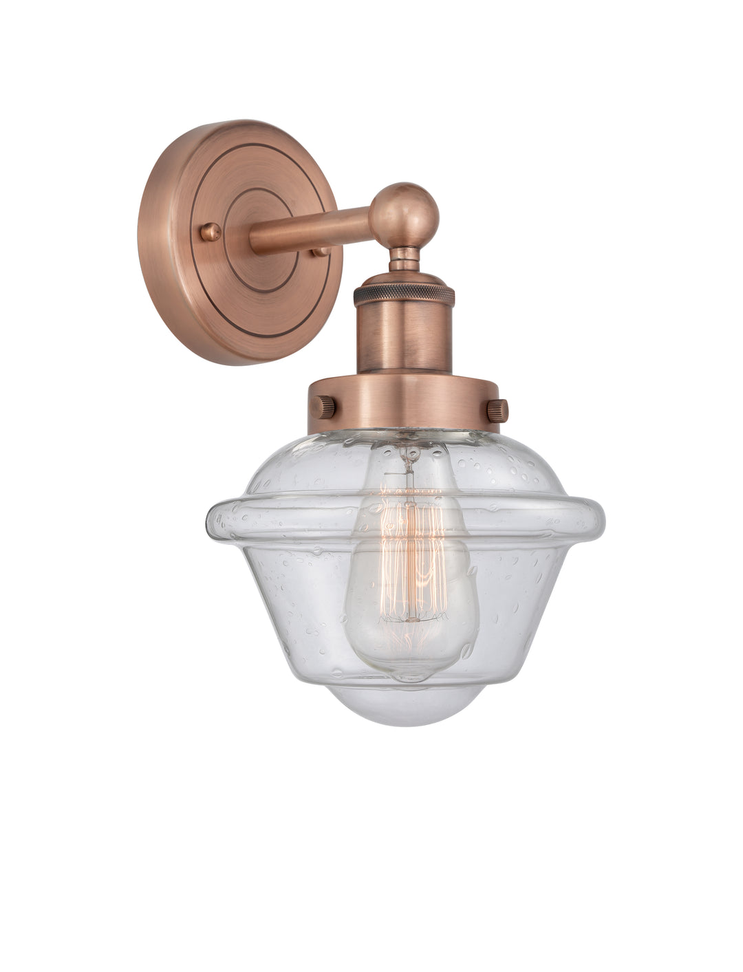 Innovations Lighting Oxford 7.5" Sconce - Antique Copper Wall Sconces Innovations Lighting Seedy ; Glass Type: Seedy; Ribbed  