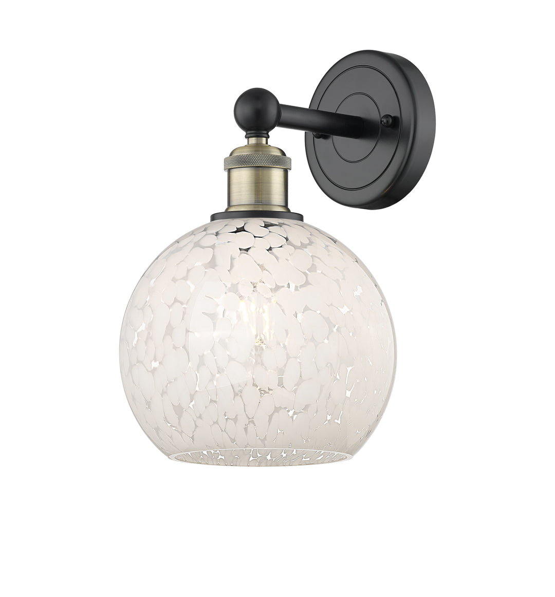 Innovations Lighting White Mouchette 8" Sconce - Black Antique Brass Wall Sconces Innovations Lighting White Mouchette ; Glass Type: White  