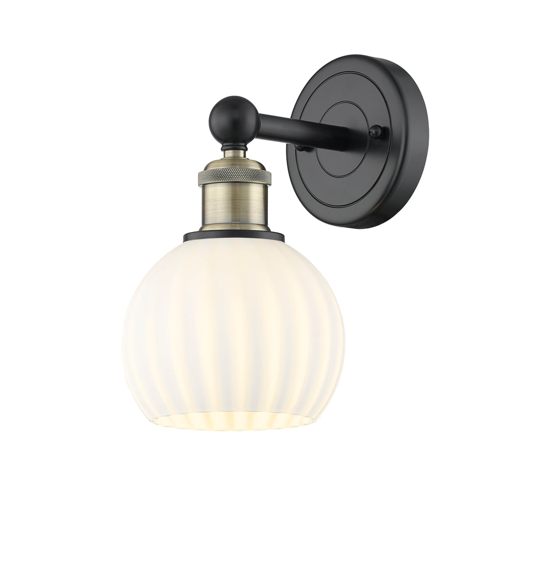 Innovations Lighting White Venetian 6" Sconce - Black Antique Brass Wall Sconces Innovations Lighting White Venetian ; Glass Type: White  