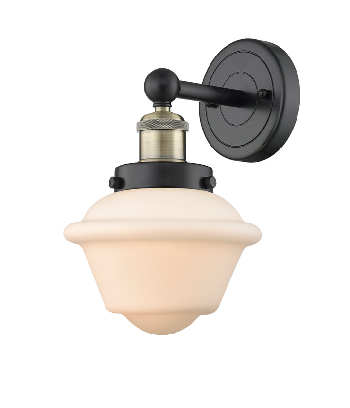 Innovations Lighting Oxford 7.5" Sconce - Black Antique Brass Wall Sconces Innovations Lighting Matte White ; Glass Type: Frosted; Ribbed  