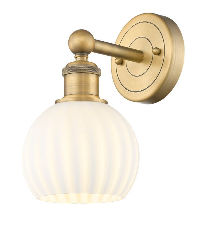 Innovations Lighting White Venetian 6" Sconce - Brushed Brass Wall Sconces Innovations Lighting White Venetian ; Glass Type: White  