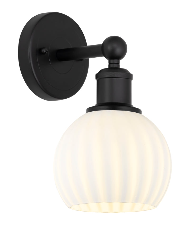 Innovations Lighting White Venetian 6" Sconce - Matte Black Wall Sconces Innovations Lighting White Venetian ; Glass Type: White  