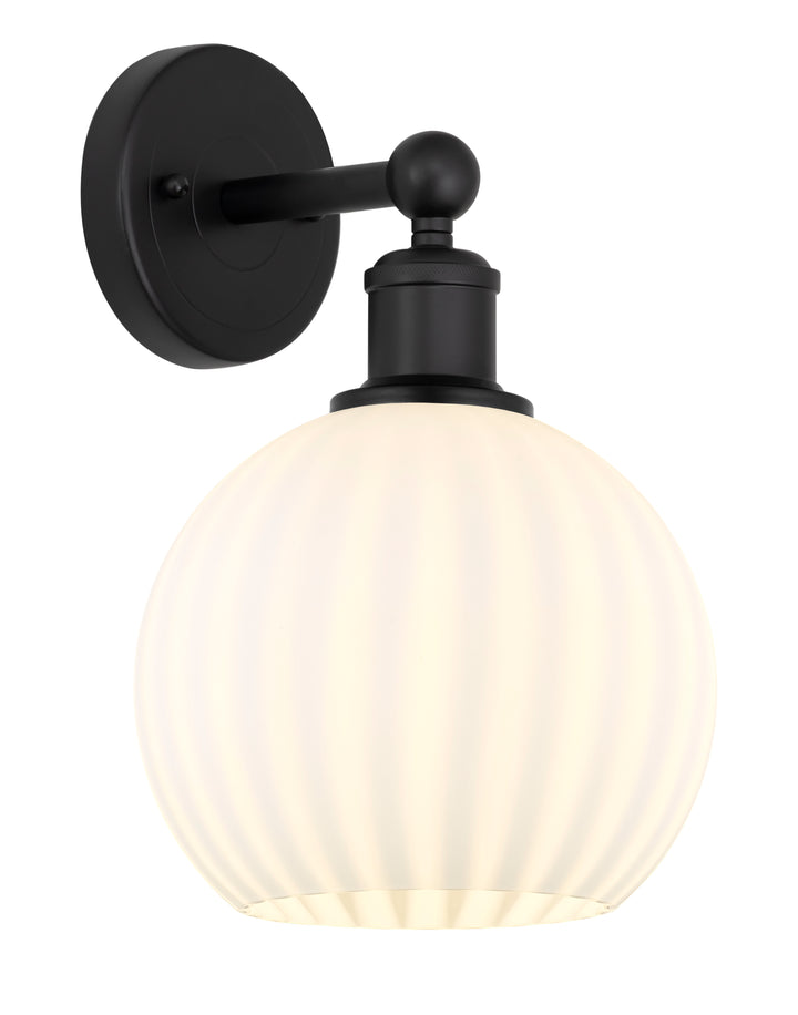 Innovations Lighting White Venetian 8" Sconce - Matte Black Wall Sconces Innovations Lighting White Venetian ; Glass Type: White  