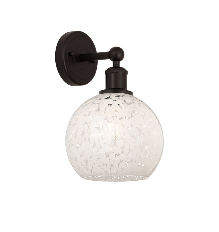 Innovations Lighting White Mouchette 8" Sconce - Oil Rubbed Bronze Wall Sconces Innovations Lighting White Mouchette ; Glass Type: White  