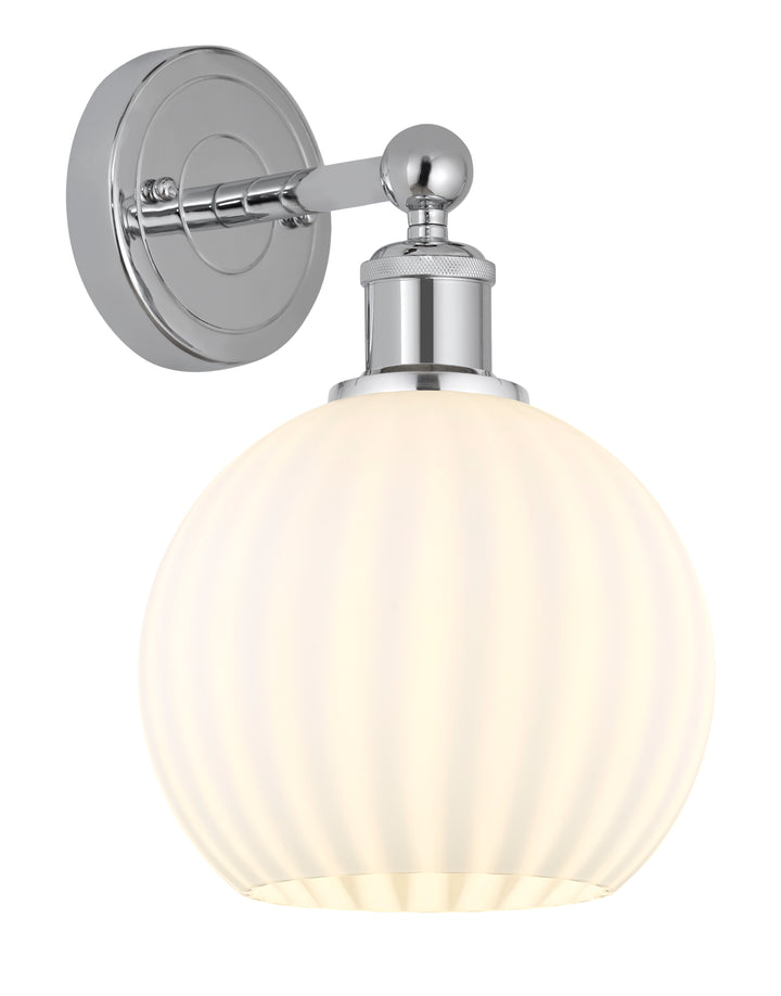 Innovations Lighting White Venetian 8" Sconce - Polished Chrome Wall Sconces Innovations Lighting White Venetian ; Glass Type: White  