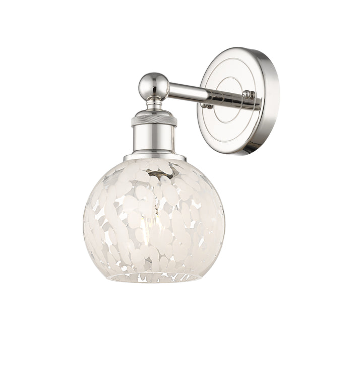 Innovations Lighting White Mouchette 6" Sconce - Polished Nickel Wall Sconces Innovations Lighting White Mouchette ; Glass Type: White  