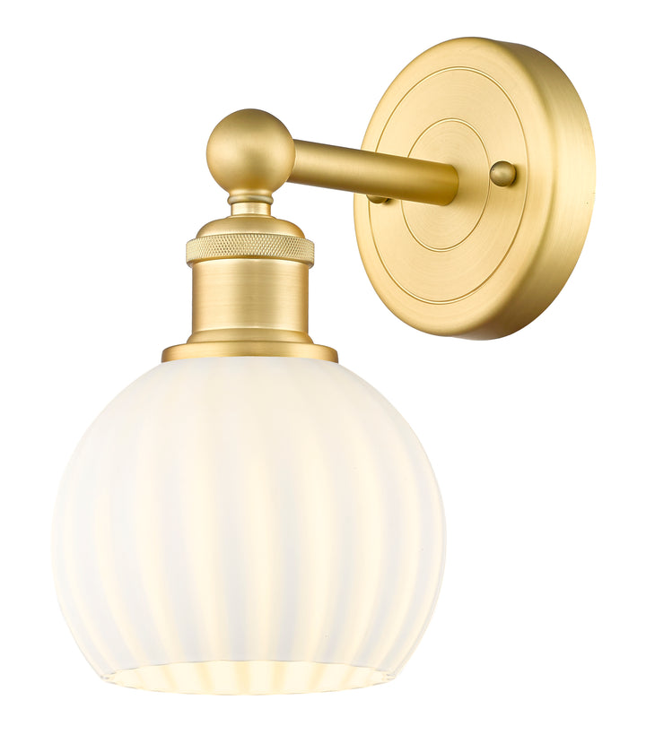 Innovations Lighting White Venetian 6" Sconce - Satin Gold Wall Sconces Innovations Lighting White Venetian ; Glass Type: White  