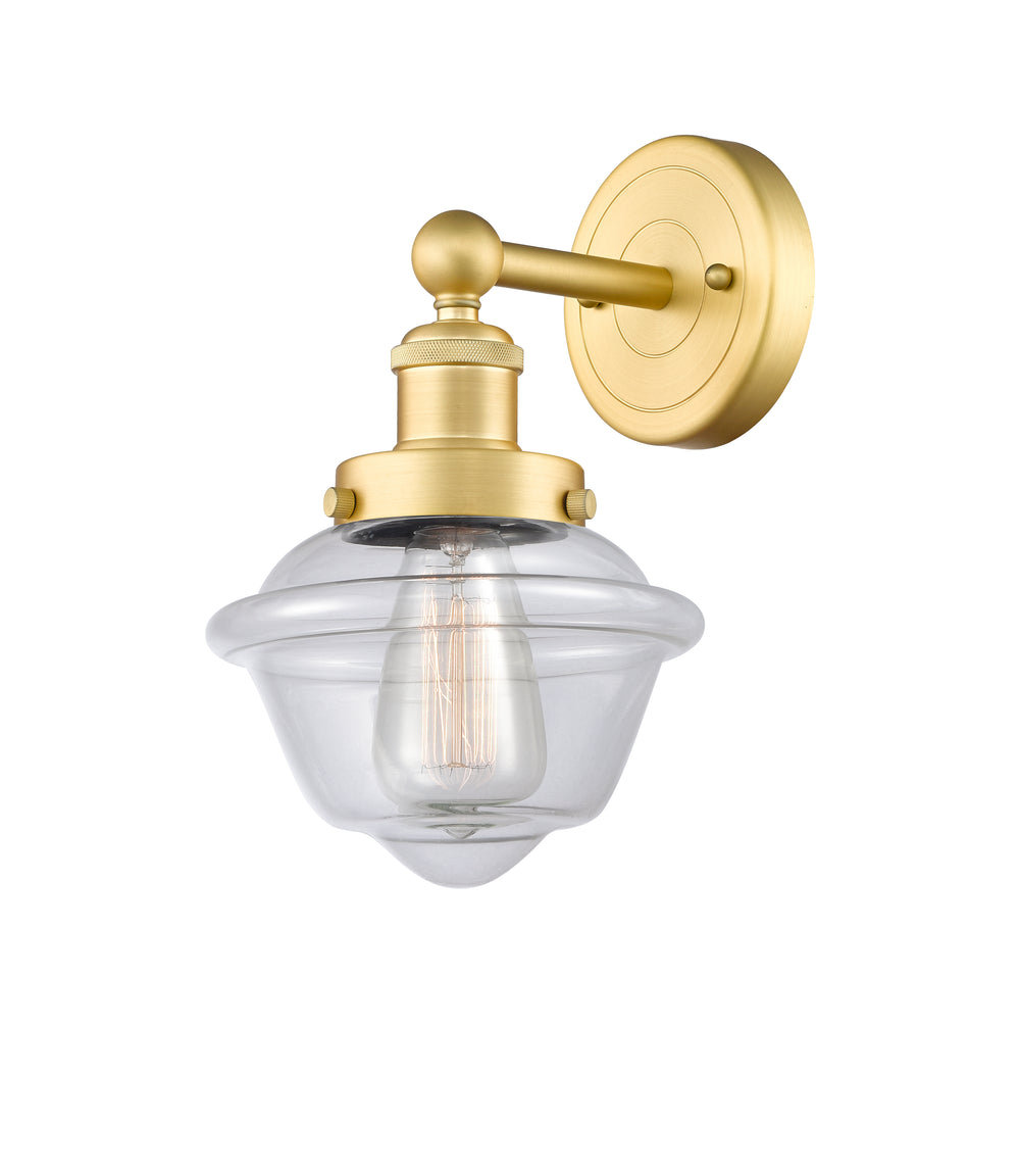 Innovations Lighting Oxford 7.5" Sconce - Satin Gold Wall Sconces Innovations Lighting Clear ; Glass Type: Transparent; Ribbed  