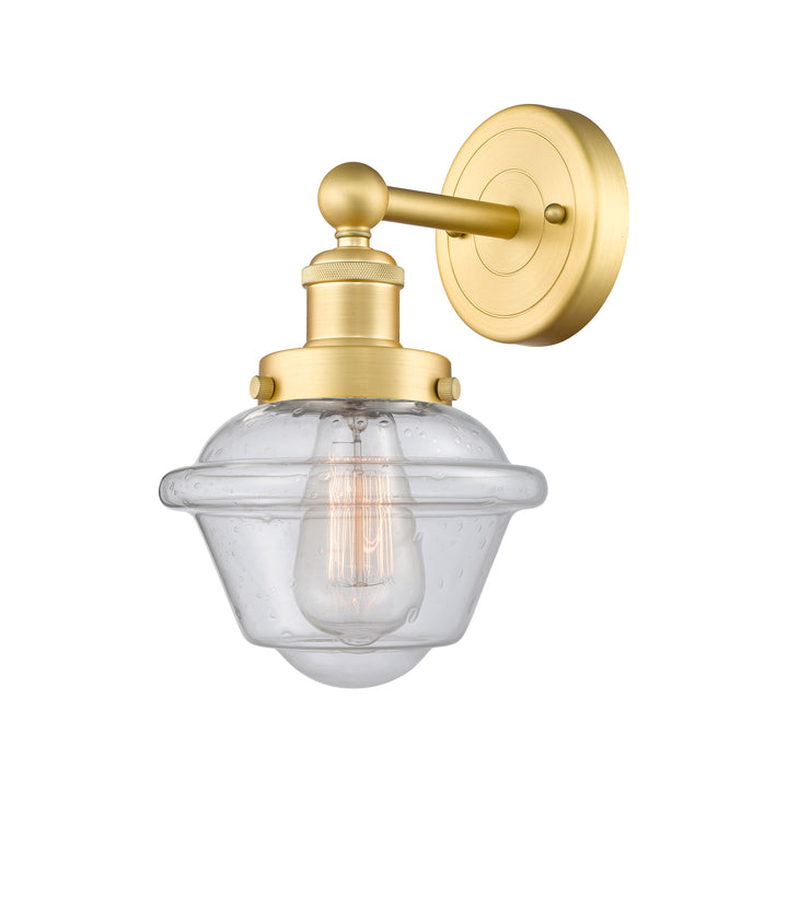 Innovations Lighting Oxford 7.5" Sconce - Satin Gold Wall Sconces Innovations Lighting Seedy ; Glass Type: Seedy; Ribbed  