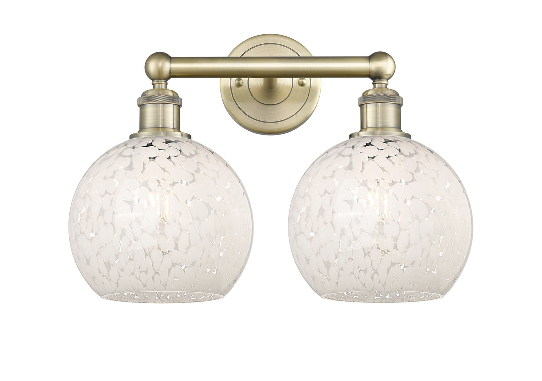 Innovations Lighting White Mouchette 8" Bath Vanity Light - Antique Brass Vanity Lights Innovations Lighting   