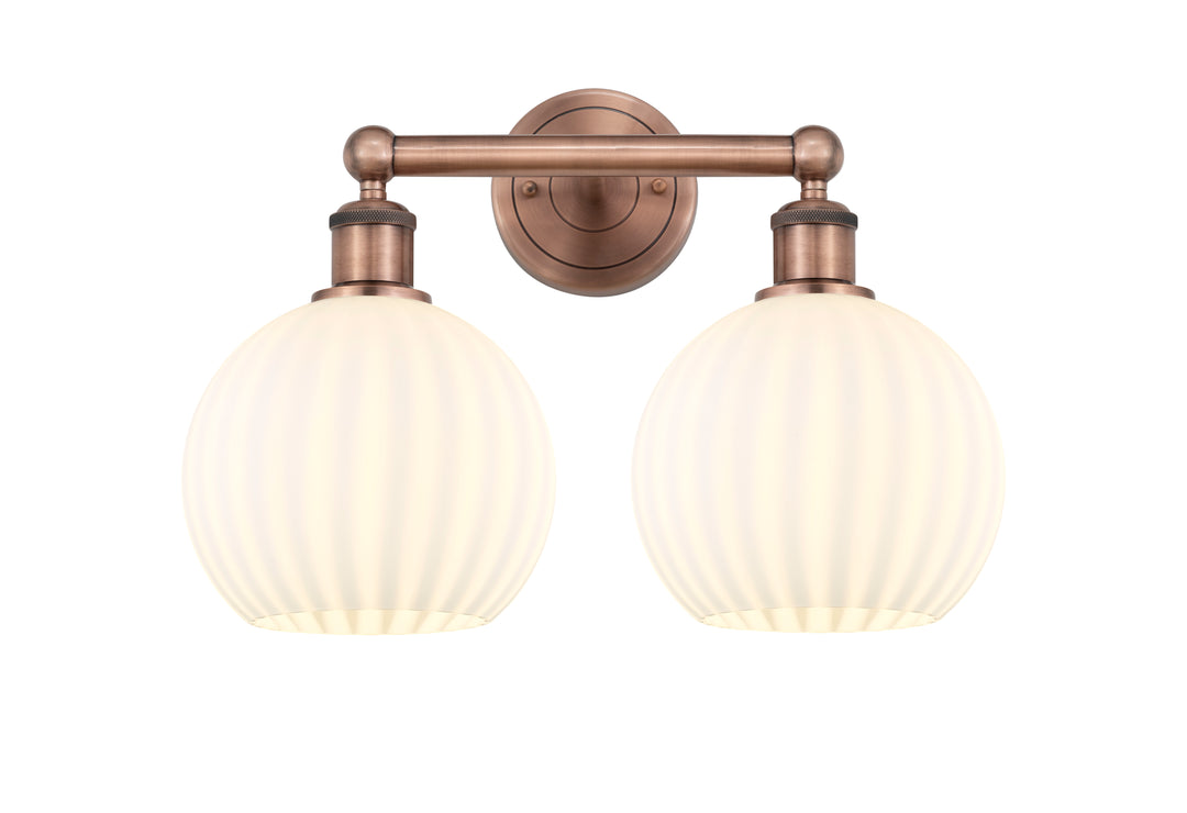 Innovations Lighting White Venetian 8" Bath Vanity Light - Antique Copper Vanity Lights Innovations Lighting   