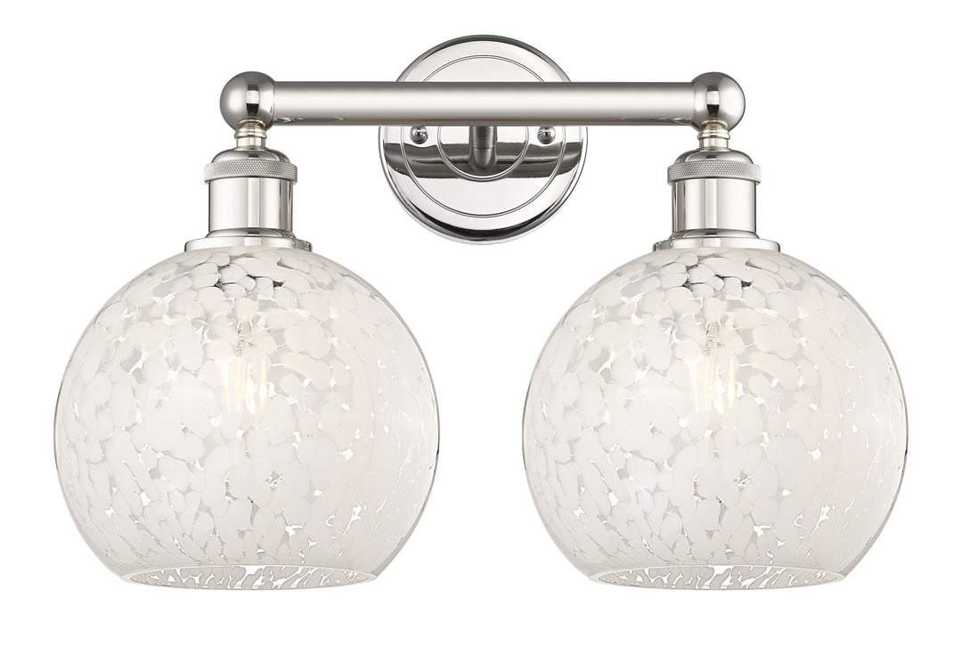 Innovations Lighting White Mouchette 8" Bath Vanity Light - Polished Nickel Vanity Lights Innovations Lighting   