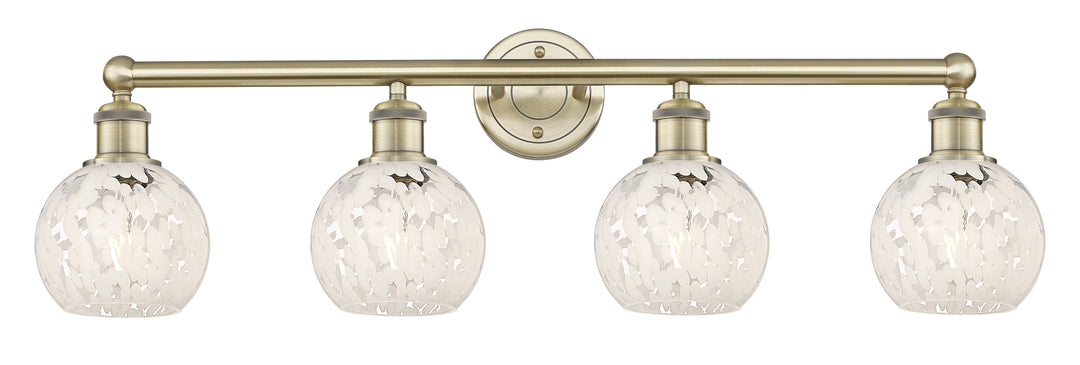 Innovations Lighting White Mouchette 6" Bath Vanity Light - Antique Brass