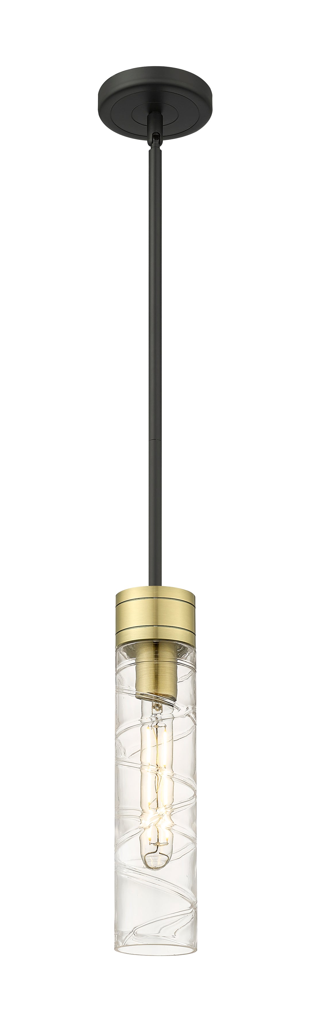 Innovations Lighting Boreas 11" Mini Pendant - Black Antique Brass Mini-Pendants Innovations Lighting Deco Swirl ; Glass Type: Transparent  