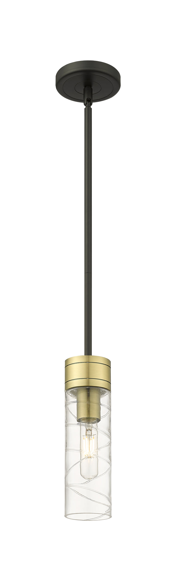 Innovations Lighting Boreas 8" Mini Pendant - Black Antique Brass Mini-Pendants Innovations Lighting Deco Swirl ; Glass Type: Transparent  