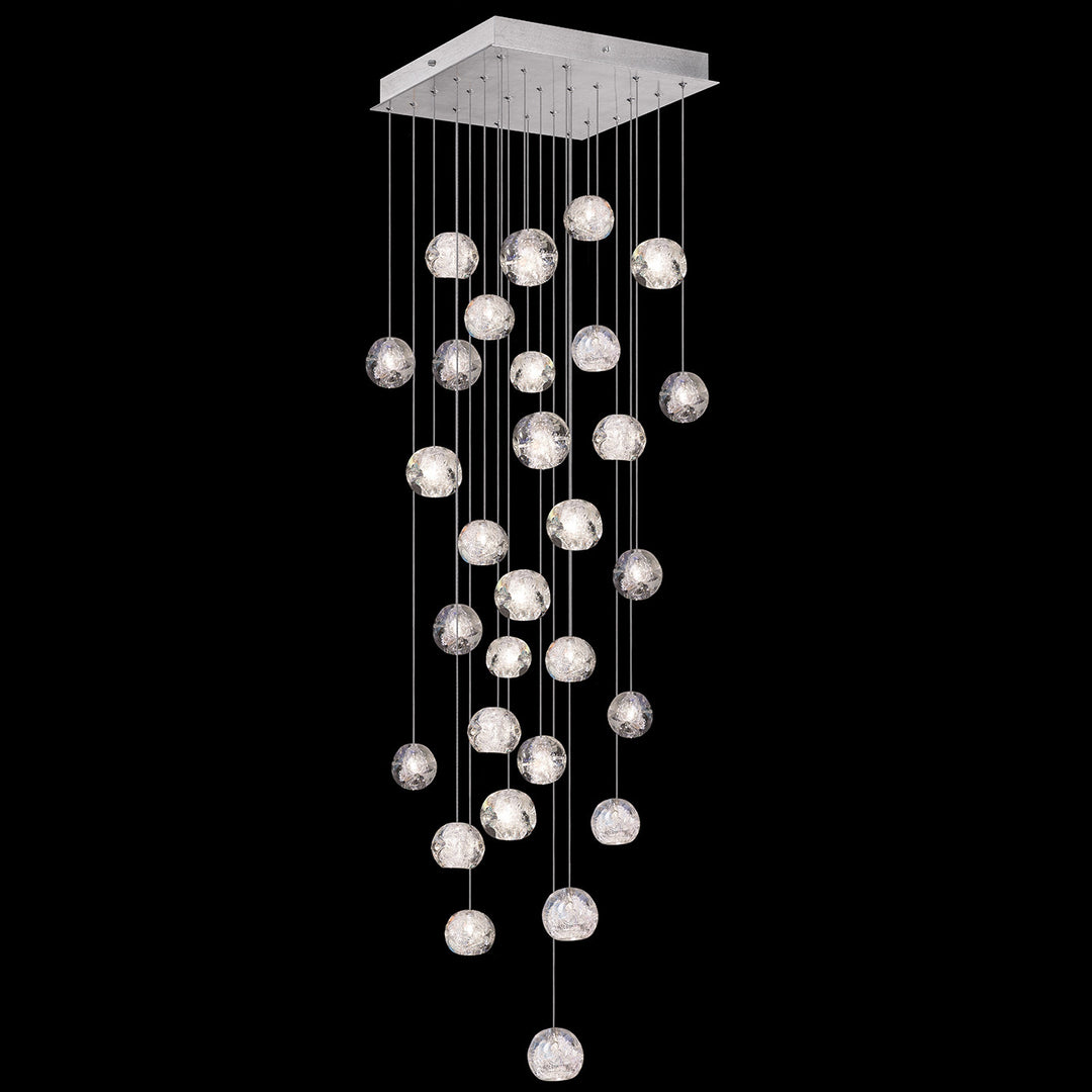 Fine Art Handcrafted Lighting Natural Inspirations 30"W Square Pendant in Standard Silver Leaf, Nebula (853540-106LD)