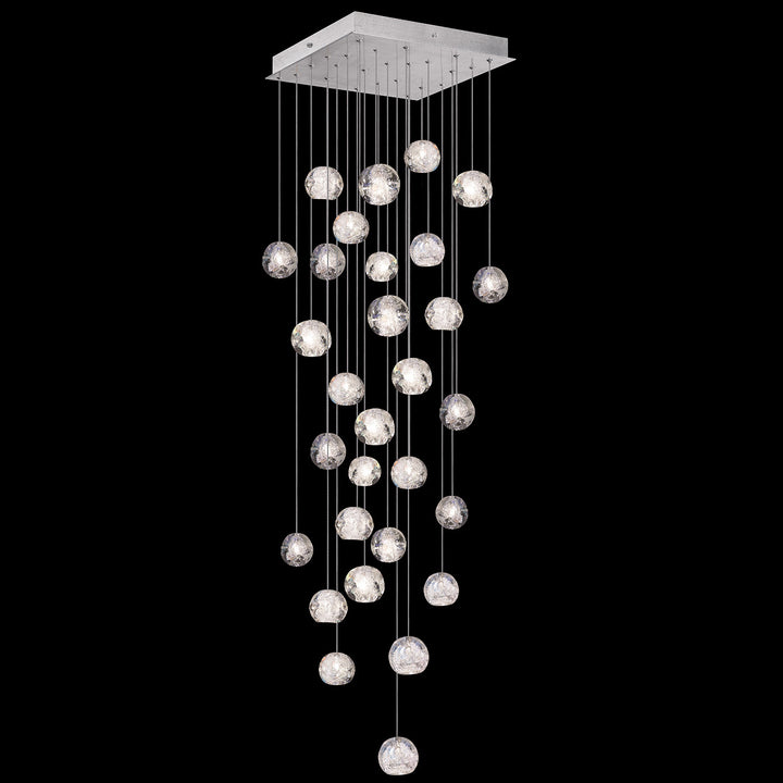 Fine Art Handcrafted Lighting Natural Inspirations 30"W Square Pendant in Standard Silver Leaf, Nebula (853540-106LD)