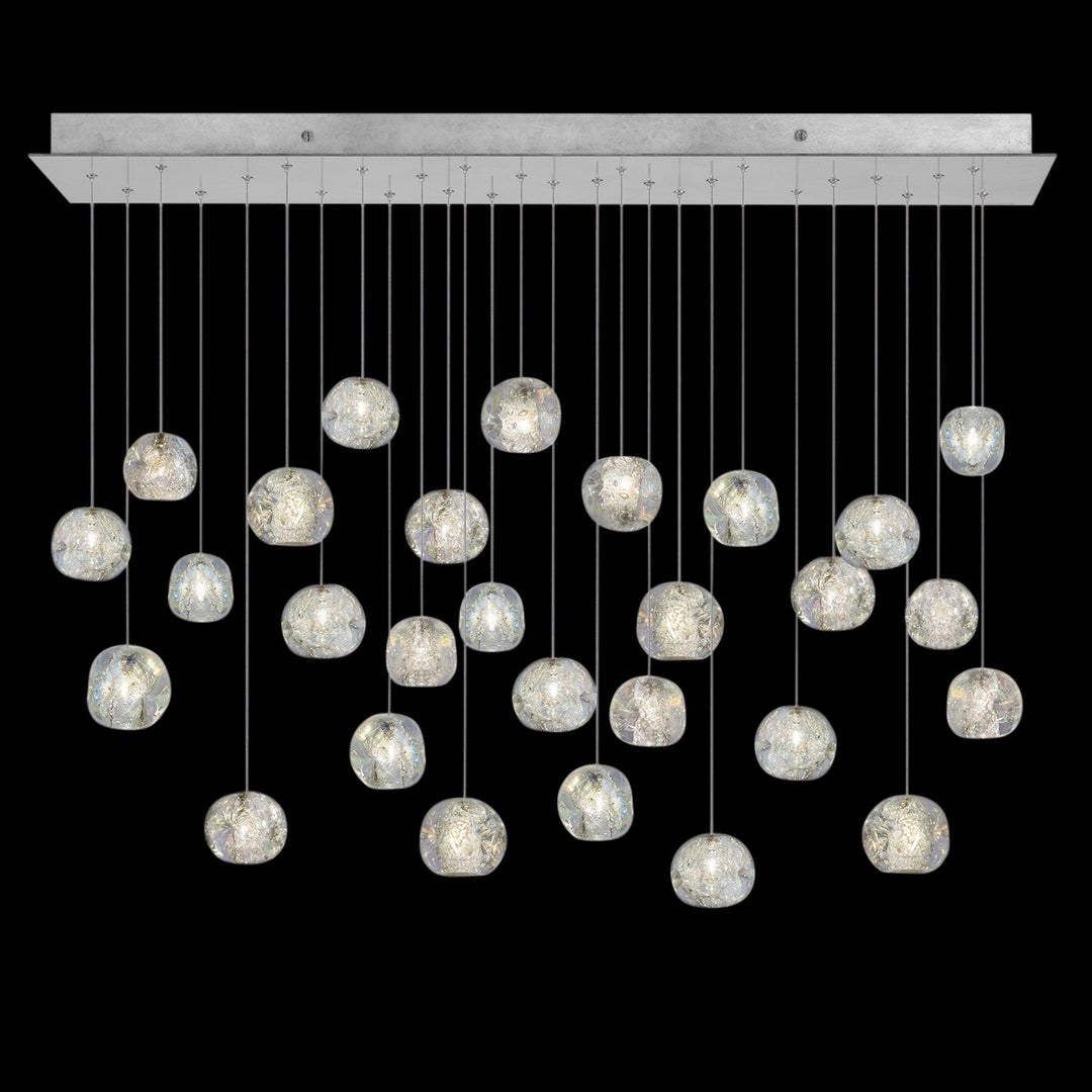 Fine Art Handcrafted Lighting Natural Inspirations 54"W Rectangular Pendant in Standard Silver Leaf, Nebula (853640-106LD)