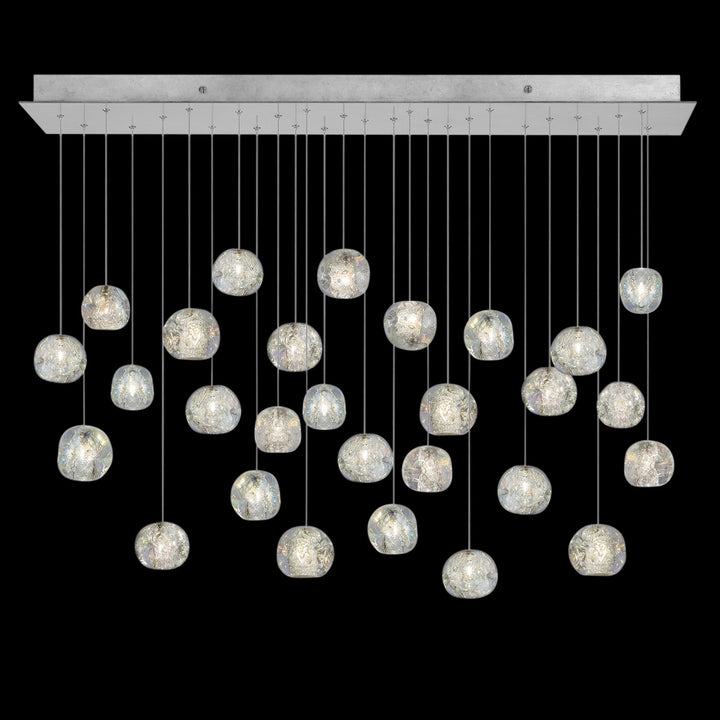 Fine Art Handcrafted Lighting Natural Inspirations 54"W Rectangular Pendant in Standard Silver Leaf, Nebula (853640-106LD)