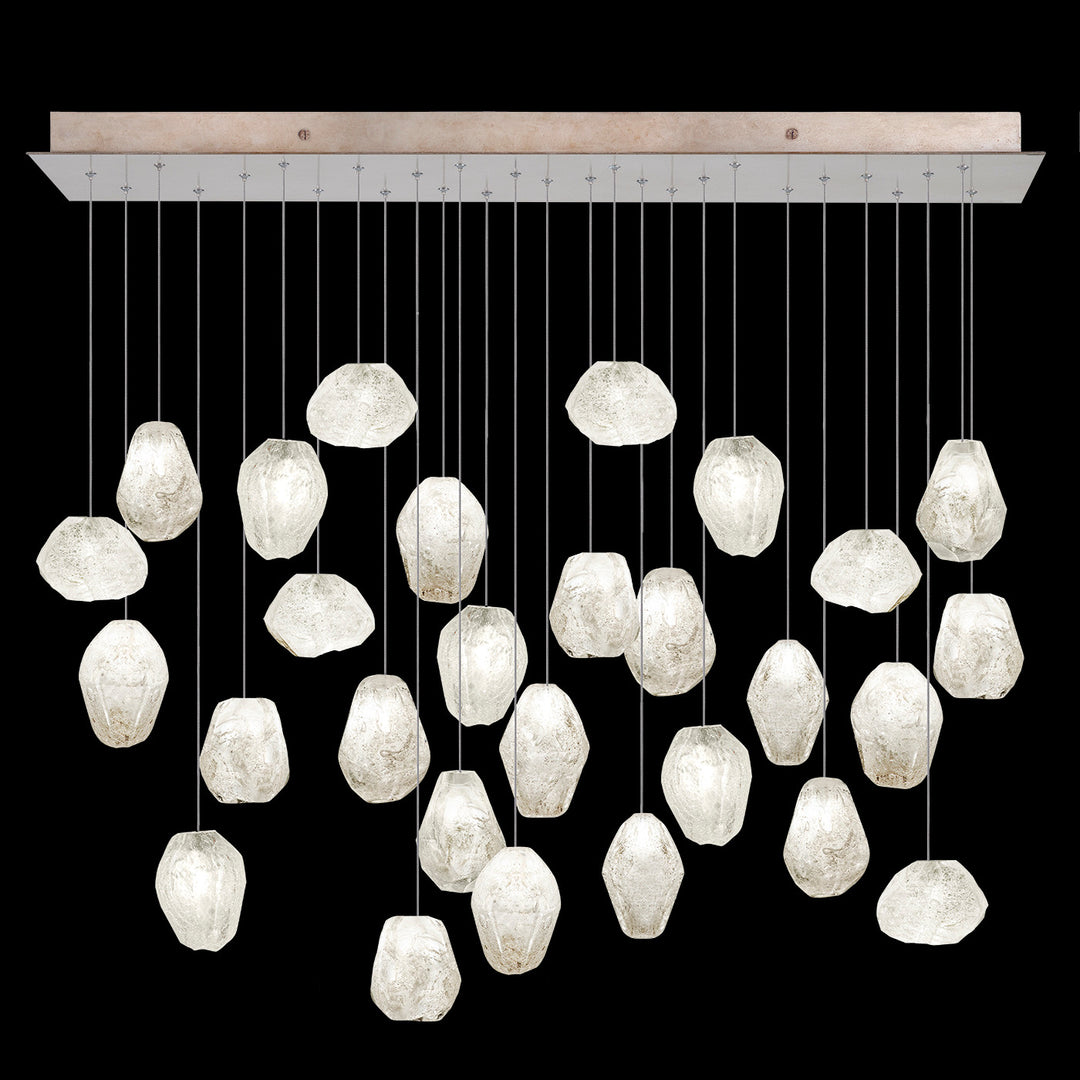 Fine Art Handcrafted Lighting Natural Inspirations 54"W Rectangular Pendant in Mottled Gold Leaf, Clear Quartz (853640-23LD)