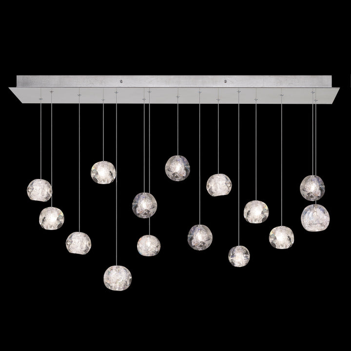 Fine Art Handcrafted Lighting Natural Inspirations 48"W Rectangular Pendant in Standard Silver Leaf, Nebula (853740-106LD)